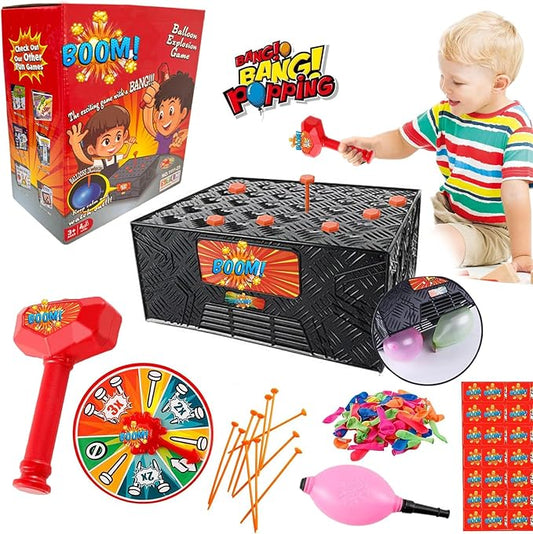 Bang Popping Balloon Game New Explosion Balloon Popping Game for Adults Kids Board Family Game Night Favorite Popular Social Media Games Everyone Can Play Challenge Friends Party Game Props(1Box)
