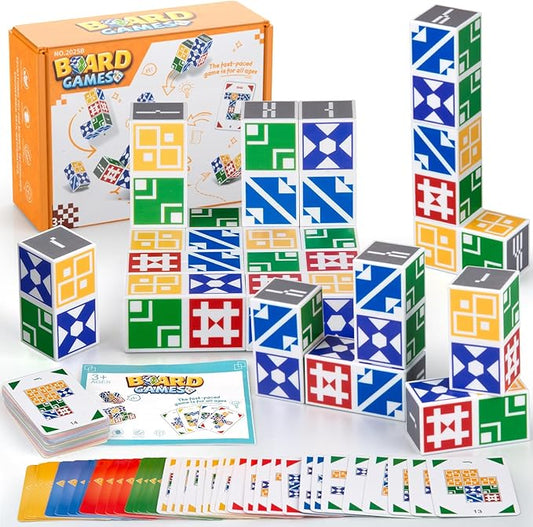 Board Game for Kids and Adults: Shape & Color Rush - Fast-Paced Matching Challenge for 2-4 Players, 4 Sets, Fun and Educational Toy for Kids and Adults