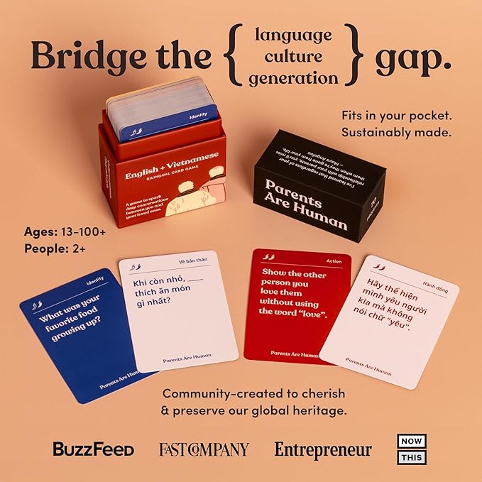 Parents Are Human Bilingual Conversation Cards, English + Vietnamese