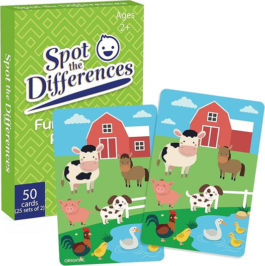 LotFancy Matching Game, Spot The Differences, Card Game for Kids, Fun Picture Puzzle Activity Cards for Family Game Night and Travel Games, Ages 2-9