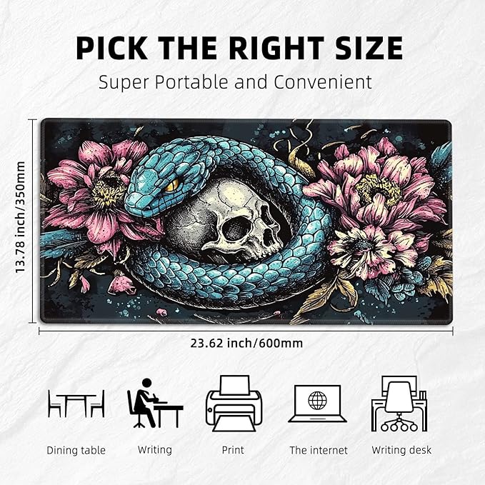 for MTG Playmat with Zones Storage Bag, for TCG Playmat and Playing Card Mat for Magic Board Games, Snake Skull Non-Slip Stitched Edges Game Mat, Rollable Foldable Card Playmats