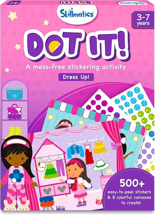 Skillmatics Dot It Sticker Art Activity - Dress Up, Mess-Free Fun for Kids, 500+ Stickers, Craft Kits, DIY Scrapbooking Activity, Travel Toys, Gifts for Boys & Girls Ages 3, 4, 5, 6, 7