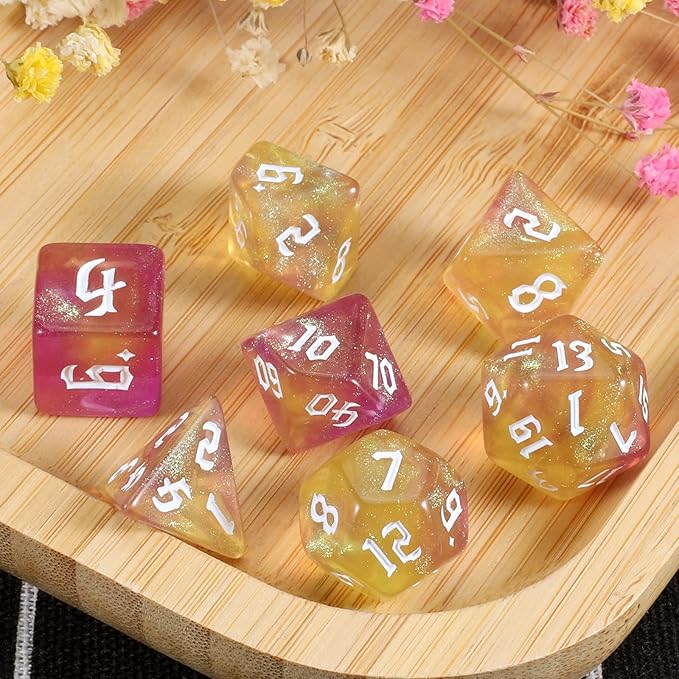 CiaraQ DND Polyhedral Dice Set with Dice Bag for Dungeons and Dragons RPG MTG Role Playing Table Games
