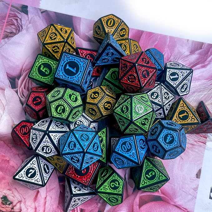 35Pieces DND Dice Set| Carving Dice Polyhedral Dice Set for Board Game