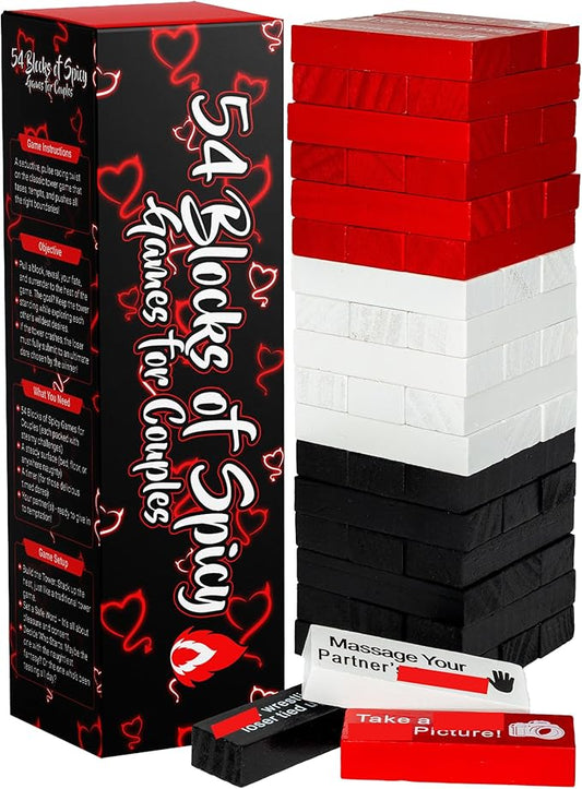 54 Blocks of Spicy Games for Couples - Romantic Games for Date Night – Block Tower Date Night Gifts for Couples