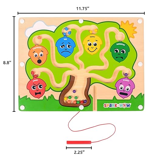 SPARK & WOW Magnetic Maze | My Emotions Tree | Magnet Board for Toddlers | Six Emotions & Colors | Ages 18m+ | Emotional Regulation Tools for Kids
