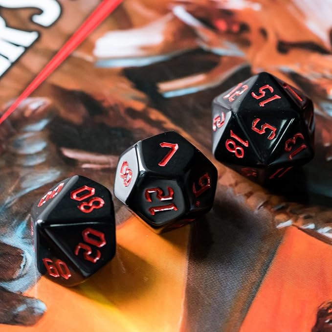 6 Sets DND Dice, Polyhedral Dice Set (42pcs) with Leather Dice Bag, D&D Dice Set for Dungeons and Dragons, RPG Table Games (Sickle Font Black Series)