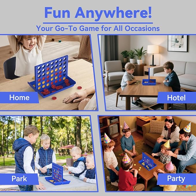 Pup Go 4 in a Row Game - 6 Spare Discs Included, Classic Board Game for Kids, Classic Four in a Row, Family Fun Games for Age 3 4 5 6 7 Year Old Boys Girls Adults, Line Up 4 (Standard)