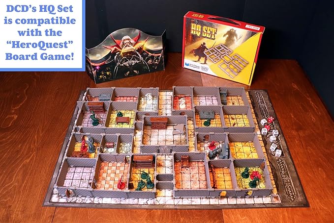 HQ Set - Board Game Supplement - Mini Dungeon Castle Cavern DND Terrain for Tabletop RPGs, Dungeons & Dragons, Pathfinder, Hero Quest and More! - by DCD (193+Pieces, 2.8sqft Full Game Board)