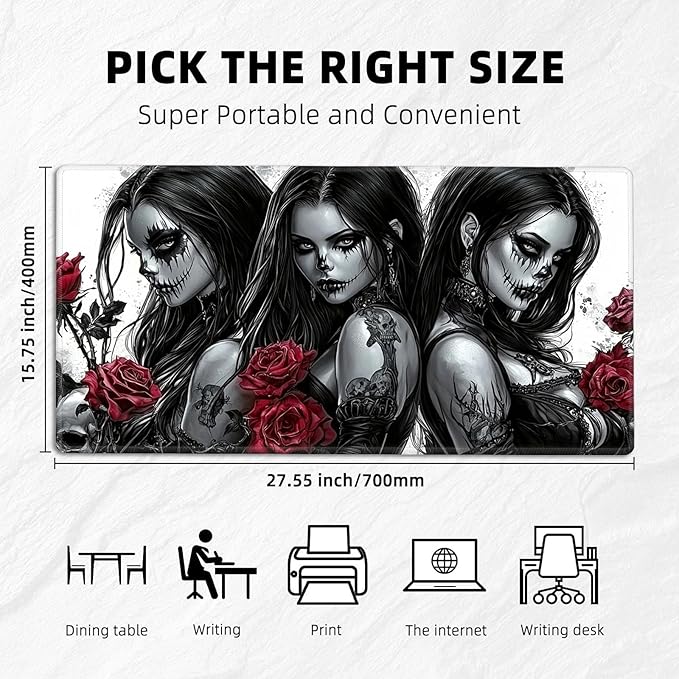 for MTG Playmat with Storage Bag, for TCG Playmat and Playing Card Mat for Magic Board Games, Non-Slip Gothic Women Desk Mat, Stitched Edges Game Mat, Rollable & Foldable Card Playmat