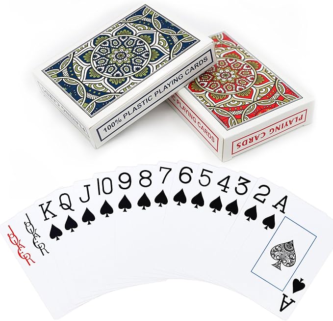 Plastic Playing Cards 2 Pack Waterproof Poker Card,Jumbo Large Print Playing Cards for Adults Seniors,2 Decks of Cards Set Poker Size Cards Professional for Fun Card Game