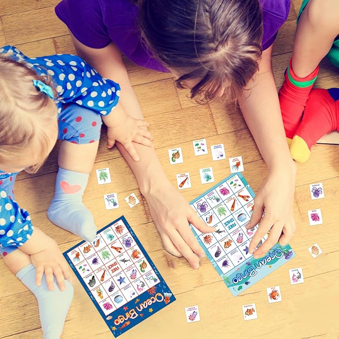 Ocean Bingo Game 24 Players for Kids Under Sea Party Game Supplies