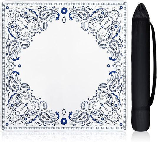 22inch Mini Mahjong Mat for Travel Set Blue and White Floral Mah Jongg Mat Cute Paisley Small Mahjong Accessories Gifts Domino & Tile Game Table Mat