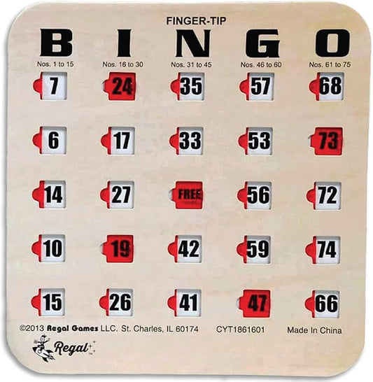Regal Bingo Bulk Bingo Cards with Sliding Windows - Reusable Large Print Bingo Game Cards for Adults Large Group - 100 Pack, Woodgrain