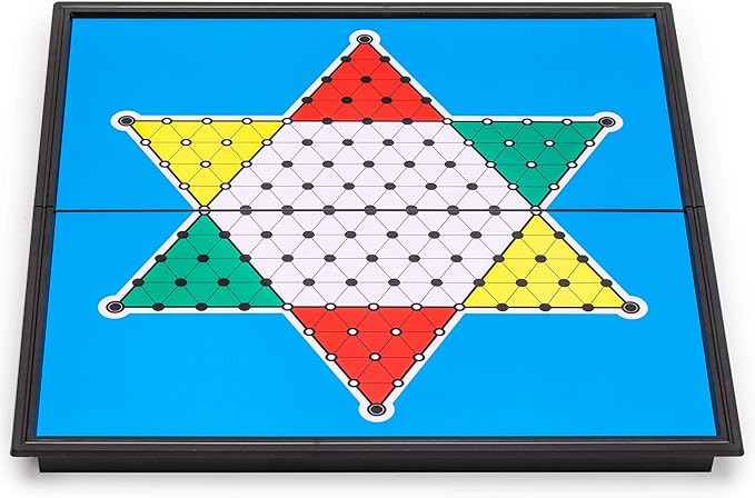 Yellow Mountain Imports Magnetic Chinese Checkers Halma Travel Set, 9.8 Inches - Folding, Portable Board Game Set