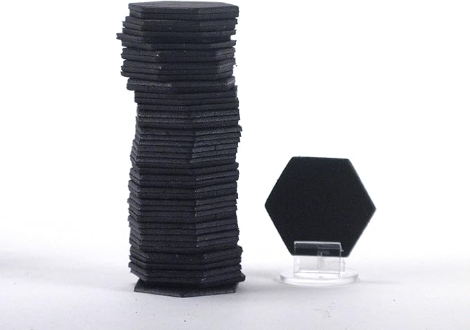 Value Pack of 48 - Blank Black 1" Hexagon Hex Board Game Chits Tiles Counters Markers DIY D&D