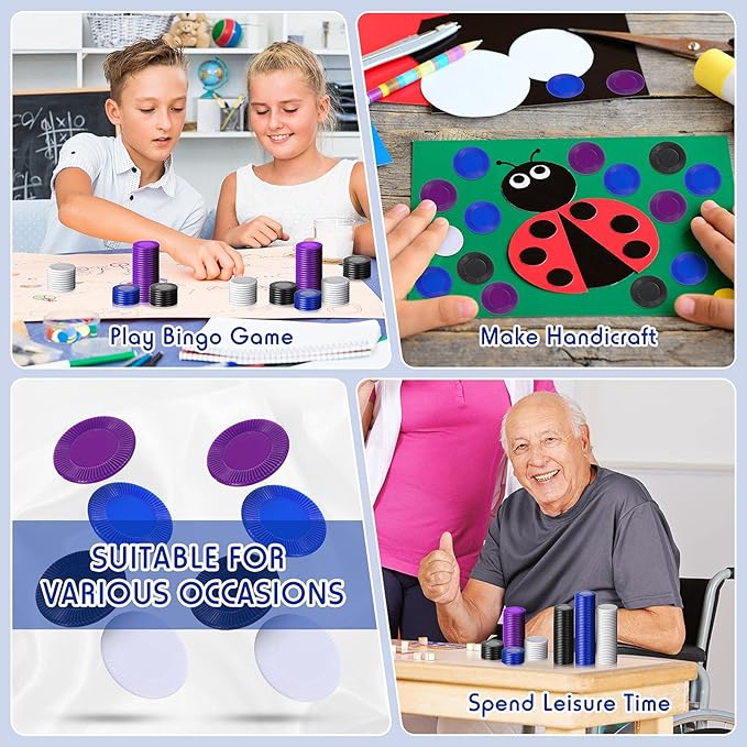 Skylety 400 Pieces Plastic Poker Chips Game Chips 4 Colors Counter Card for Kids Game Playing Learning Math Counting Bingo Game Blank Chips Card for Kids Reward