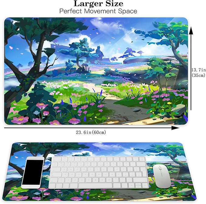 MTG Playmat Forest, TCG Game Play Mat for MTG Landscape Trading Card Smooth Cloth Surface Mousepad Battle Game 23.6X 13.7 inches