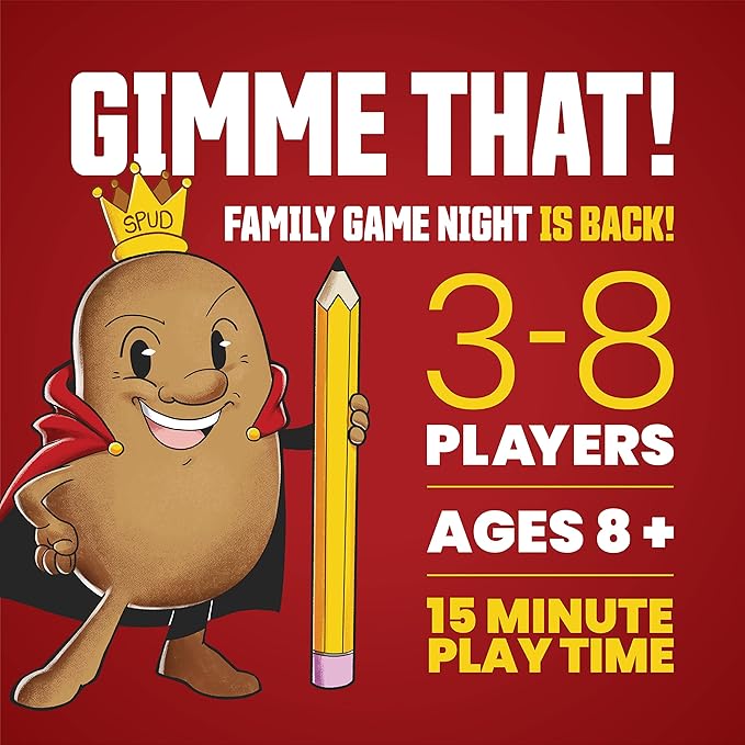 Gimme That! by The Creators of Taco Cat Goat Cheese Pizza, Family Party Game 3 to 8 Players, Ages 8+, 1 Minute to Learn and Ridiculously Fun to Play!