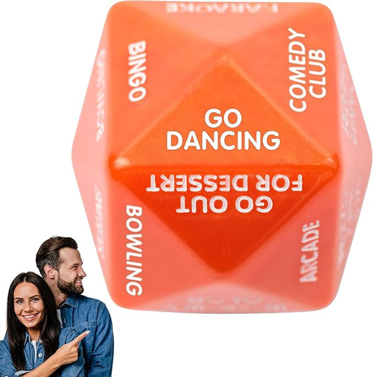 Date Night Out Dice - Fun Couples Date Night Ideas 2"x2"x2" Decision Dice in Orange