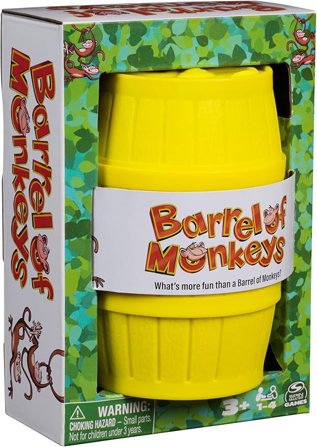 Spin Master Games, Barrel of Monkeys, Retro Linking Fun for Preschoolers, Family Games, 1 & Up Players, for Ages 3 & Up