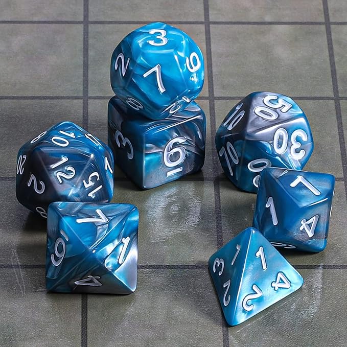 CiaraQ DND Polyhedral Dice Set with a Black Dice Bag for D&D RPG MTG Role Playing Table Games