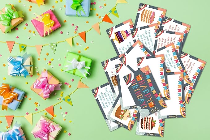 Happy Birthday Treasure Hunt Clues Game Cards, Birthday Party Scavenger Hunt Card Game(16 Cards with Colourful Envelopes), Indoor Outdoor Party Game Supply for Adults Family Teacher Student(A05)