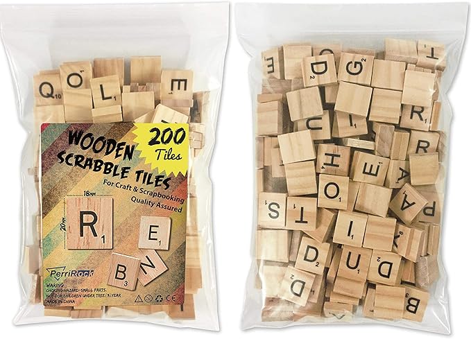 200 Pcs Scrabble Letters - 2 Complete Sets 200 Pcs in 1 Pack - Wood Tiles - Great for Crafts, Letter Tiles, Spelling by Clever Delights