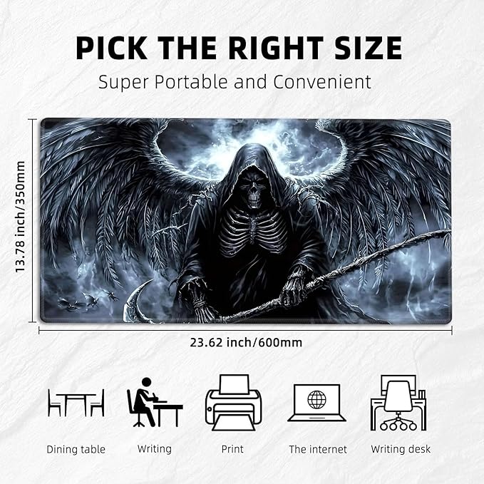 for MTG Playmat with Storage Bags, Card Playmat for TCG Card Playing Game,Rollable & Foldable for PTCG and Board Game Mat for Cards,Non-Slip Scary Skeleton Desk Mat for Home Office