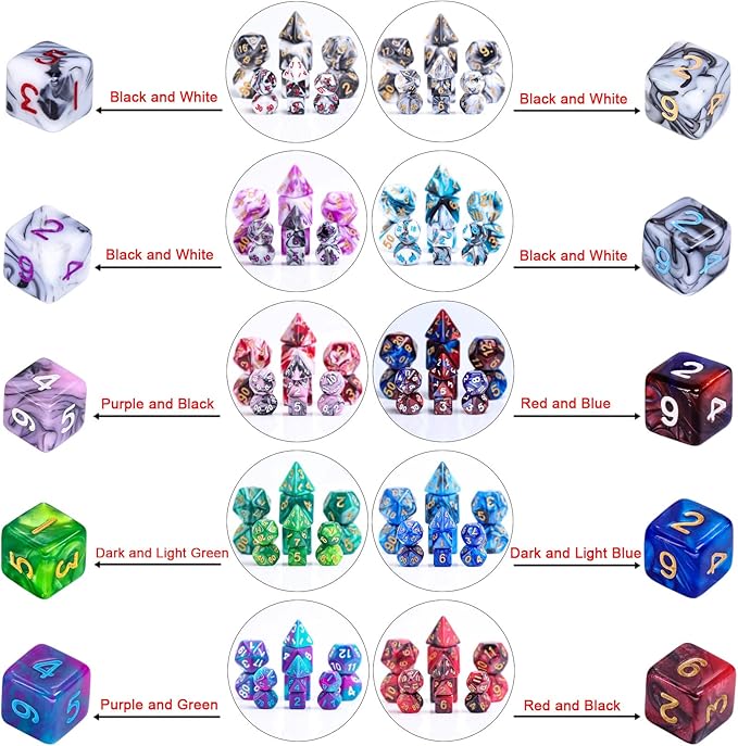 10 Sets Random Assortment Polyhedral RPG Mini Dice (70pcs),Surprise Mystery Mini Dice Set,10mm Mini DND Magic The Gathering Dice Set for MTG,RPG,D&D Dungeons and Dragons Role Playing Game
