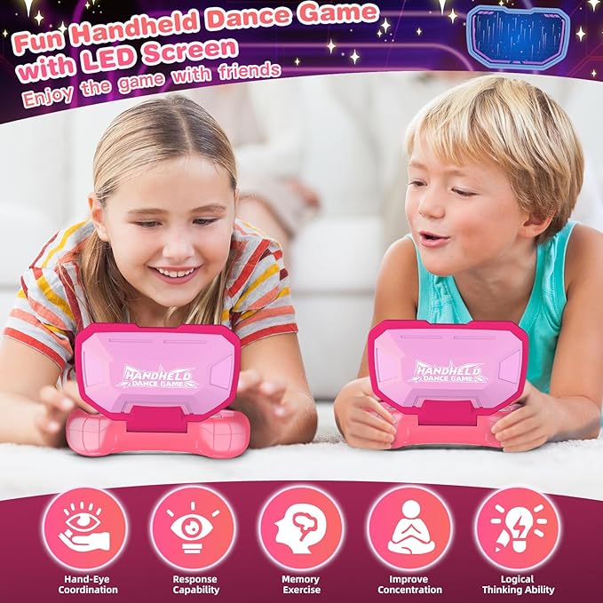 Handheld Dance Games for Kids - 4 Fun Brain & Memory & Reaction & Speed Training Pop Fidget Toys for Boys and Girls -Birthday Gifts for Age 6-12 Years Old Kids Teens Gift Ideas-W/Battery