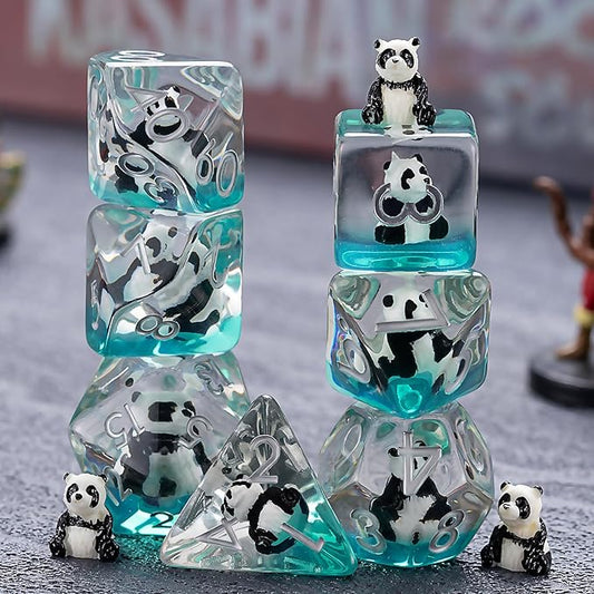 Polyhedral D&D Dice Panda Dice,Resin Panda DND Dice Set for Dungeons and Dragons MTG RPG Board Games