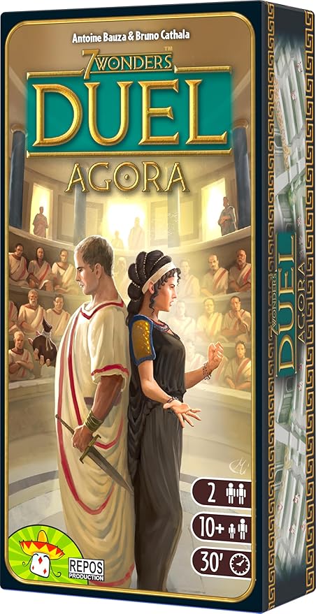7 Wonders Duel Agora Board Game EXPANSION - Intense Two-Player Battles in the Ancient World! Strategy Game for Kids and Adults, Ages 10+, 2 Players, 30 Minute Playtime, Made by Repos Production