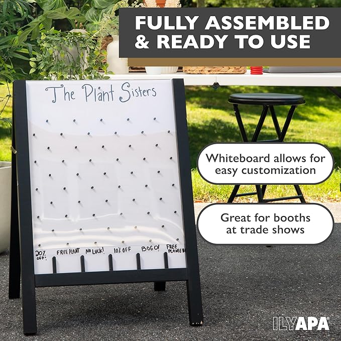 Ilyapa Board - Large Portable Prize Drop Game for Events and Trade Show - 20 x 31 Inch Double Sided - Wooden A-Frame Whiteboard Sign, Eraser