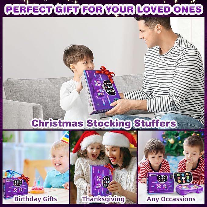 Handheld Dance Games for Kids - 4 Fun Brain & Memory & Reaction & Speed Training Pop Fidget Toys for Boys and Girls -Birthday Gifts for Age 6-12 Years Old Kids Teens Gift Ideas-W/Battery