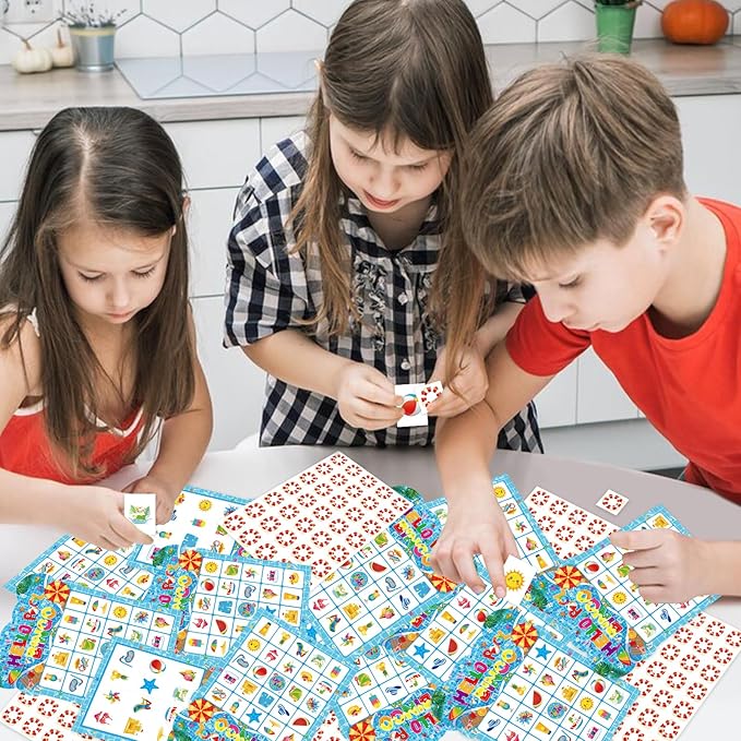 Pool Party Bingo Games for Kids Adults, 24 Players Summer Bingo Game Cards for School Classroom Family Activities Hawaiian Tropical Party Favors Supplies