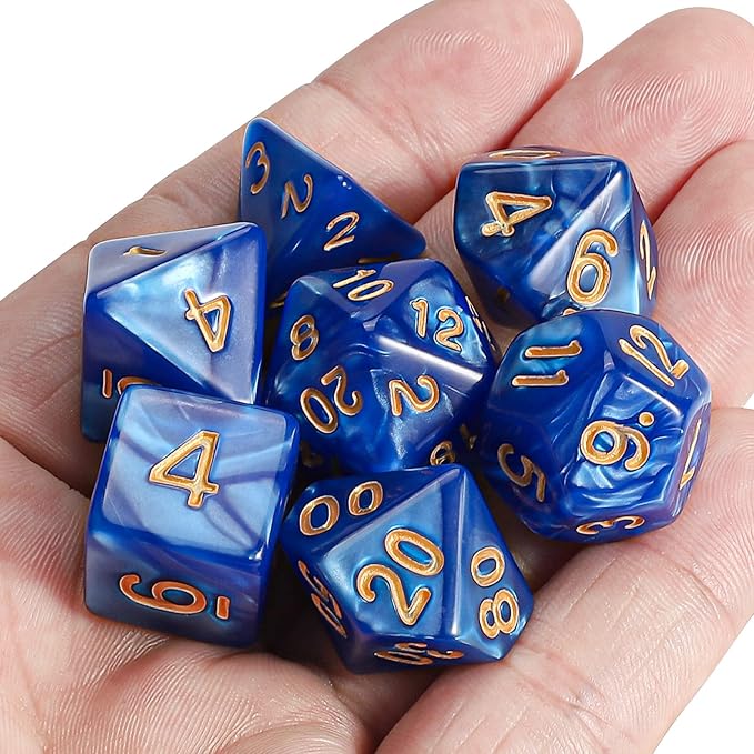 CiaraQ DND Polyhedral Dice Set with a Black Dice Bag for D&D RPG MTG Role Playing Table Games(Navy Blue)