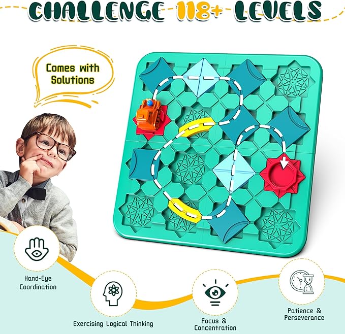STEM Board Games, Puzzle Logical Builder Kids Toys, Preschool Montessori Brain Teasers Birthday Gifts for Kids 4-8 Years Old