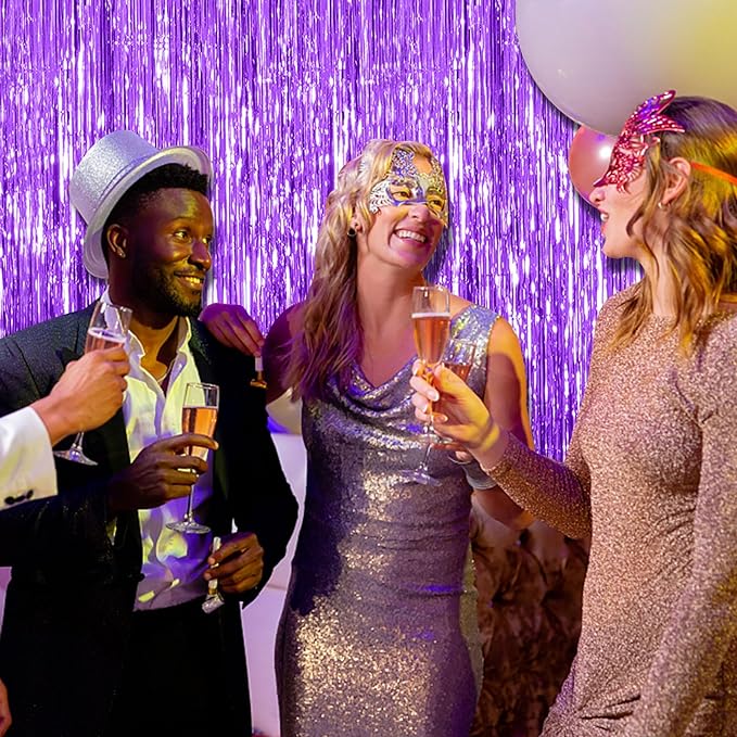 10 Pack Purple Backdrop Tinsel Streamers Foil Fringe Backdrop Halloween Party Decorations Purple Backdrop Curtain Birthday Graduation Bachelorette Christmas New Year Party Decorations