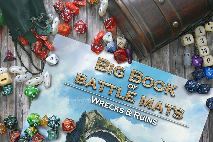 Loke Big Book of Battle Mats Wilds Wrecks & Ruin, Merchandise for RPG Board Game, for Ages 14+