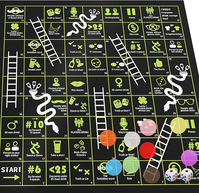 GOLDGE Tip-Land Drinking Game for Parties, Board Game Mat for Adults, Family Party Game Perfect for Parties & Family Games Nights