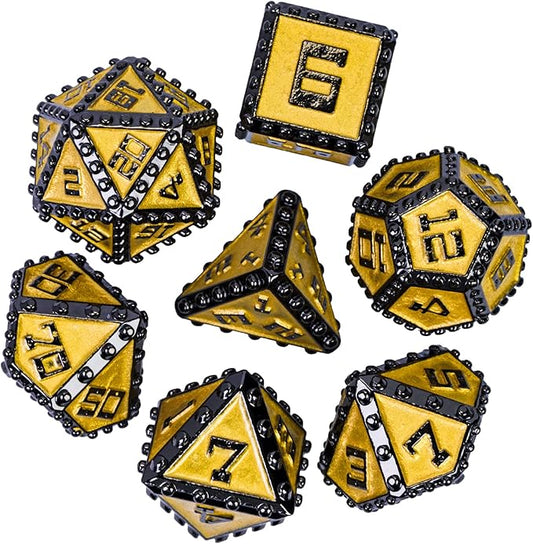 UDIXI Metal Dice Set D&D, Rivet Metal DND Dice Set for Dungeons and Dragons Role Playing Games (Black Nickel Golden)