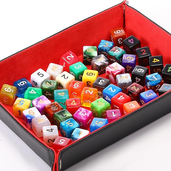 Skylety 100 Pieces Polyhedral Dice Set with Black Pouch Polyhedral Dice Compatible with RPG MTG Table Games Multi Colored Assortment (6 Sided)