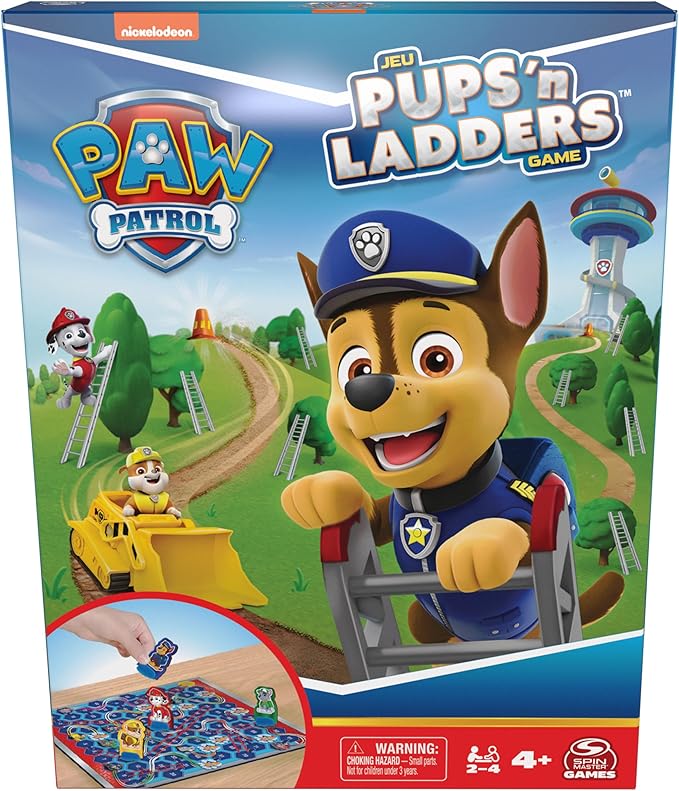 Spin Master Games, PAW Patrol Pups ‘N Ladders Game, PAW Patrol Toys, Classic Activity Toy, for Kids & Family, 2-4 Players, for Ages 4 & Up