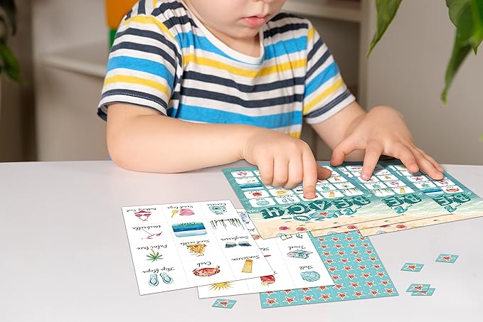 Beach Bingo Game, Party Games with 24 Players, Family Activities, Bingo Cards for Party Supplies, Party Favors Gifts for Young Adults - beach02