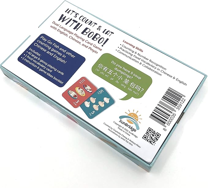 Let's Count and Eat with Bobo! Dual Language Playing and Counting Flash Card Game for Kids with English, Chinese, and Pinyin