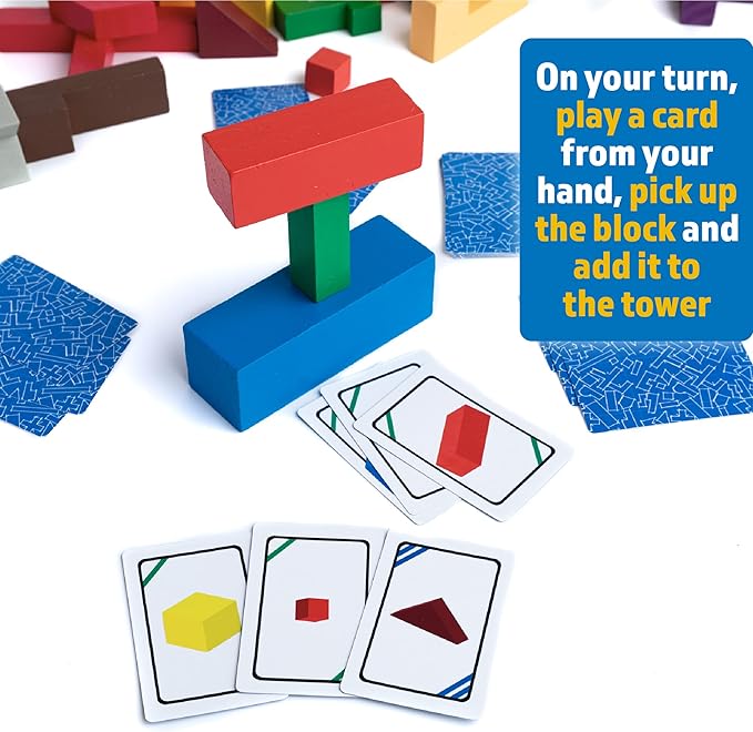 Continuum Games Build Up: The Classic Block Stacking Game 20 Block Tumbling Tower Balancing Game 2-6 Players Ages 8 and Up