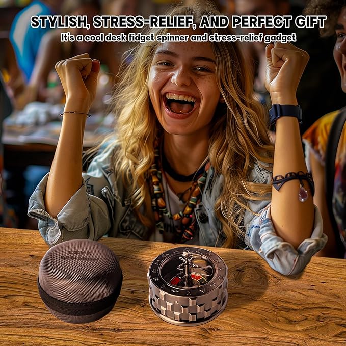 CZYY Roulette Dice - 7-in-1 Metal Spinner Dice Set, Unique Spinning Dice, Desk Fidget Gadget - Cool DND Role Playing Dice, Gift & Accessories for D&D, Tabletop RPG, Board Game (Sliver)