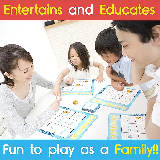 Sight Word Bingo Game Level 1 and 2 - Educational Games for Kids - Learn to Read Vocabulary for Kindergarten 1st Grade - Dolch's Fry's Words Lists