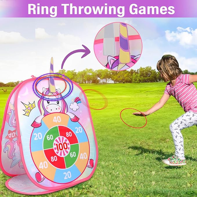 YOTOY Bean Bag Toss Game for Kids Outdoor Toys Age 3-8 Years Old: Unicorn Party Games, Backyard Yard Activities Outdoor Toys for Toddler, Birthday Gift for Girls 3 4 5 6 7 8 Year Old